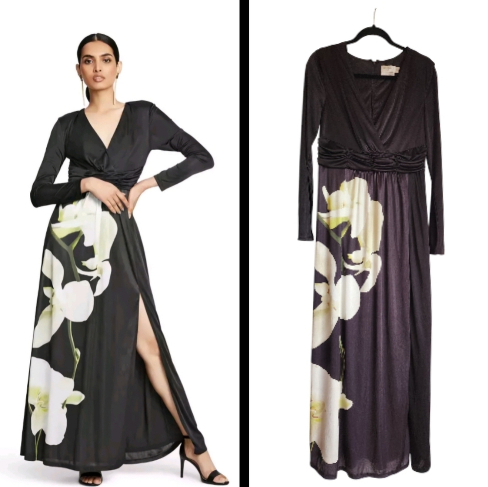 Altuzarra For Target‎ Black Satin Floral Maxi Dress Size L